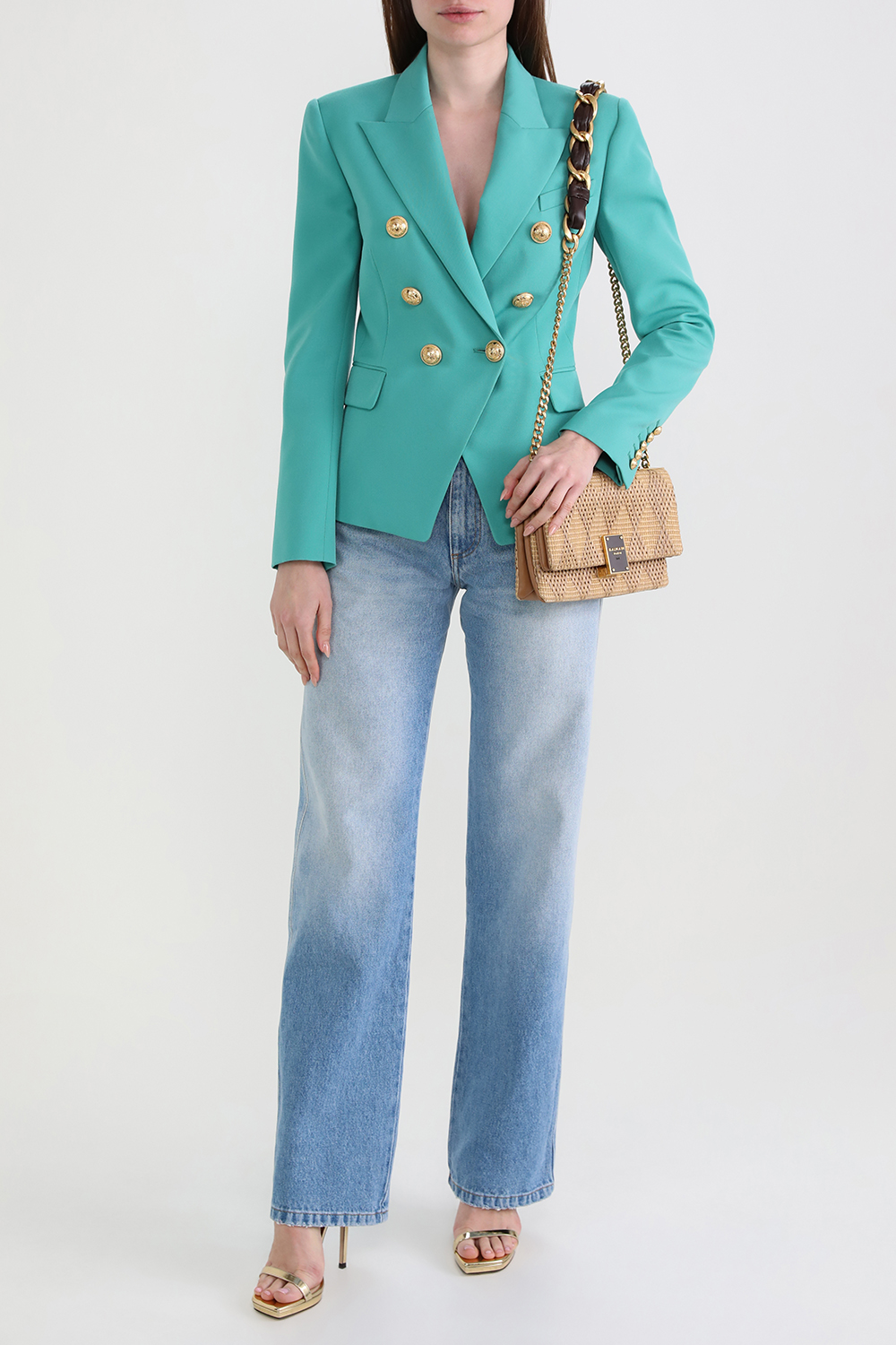 בלייזר צמר עם רכיסה כפולה